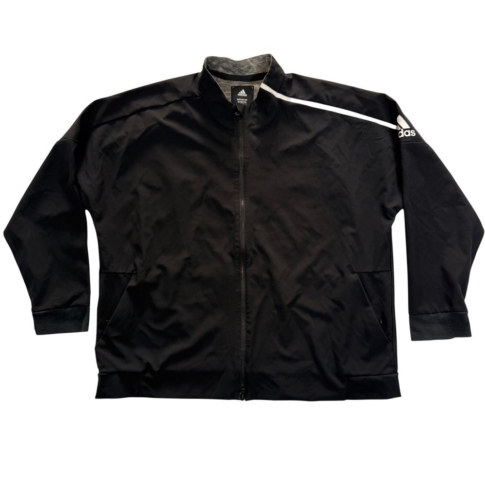 Adidas ID Stadium Full Zip Track Jacket Mens Large Black White Stripe 2XL
